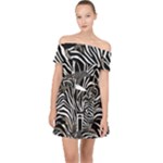Abstract Zebra Off Shoulder Chiffon Dress