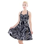 Abstract Zebra Halter Party Swing Dress 