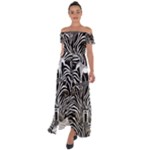 Abstract Zebra Off Shoulder Open Front Chiffon Dress