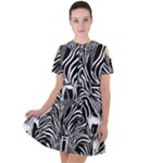 Abstract Zebra Short Sleeve Shoulder Cut Out Dress 
