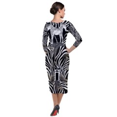Quarter Sleeve Midi Velour Bodycon Dress 