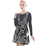 Abstract Zebra Plunge Pinafore Velour Dress