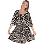 Abstract Zebra Velour Kimono Dress
