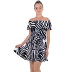 Abstract Zebra Off Shoulder Velour Dress