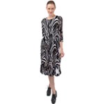 Abstract Zebra Ruffle End Midi Chiffon Dress