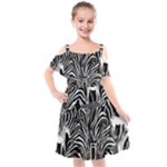 Abstract Zebra Kids  Cut Out Shoulders Chiffon Dress