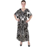 Abstract Zebra V-Neck Boho Style Maxi Dress