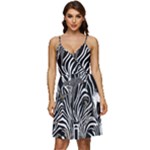 Abstract Zebra V-Neck Pocket Summer Dress 
