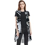 Abstract Zebra Sleeveless Chiffon Waistcoat Shirt