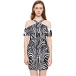 Abstract Zebra Shoulder Frill Bodycon Summer Dress