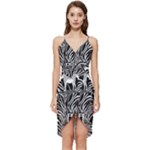 Abstract Zebra Wrap Frill Dress