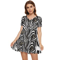 Tiered Short Sleeve Babydoll Dress 