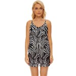 Abstract Zebra V-Neck Satin Pajamas Set