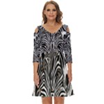 Abstract Zebra Shoulder Cut Out Zip Up Dress