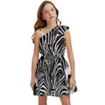 Abstract Zebra Kids  One Shoulder Party Dress
