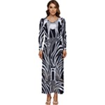 Abstract Zebra Long Sleeve Longline Maxi Dress