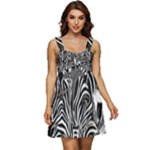 Abstract Zebra Ruffle Strap Babydoll Chiffon Dress