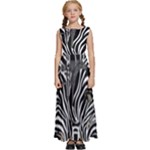 Abstract Zebra Kids  Satin Sleeveless Maxi Dress