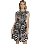 Abstract Zebra Cap Sleeve High Waist Dress