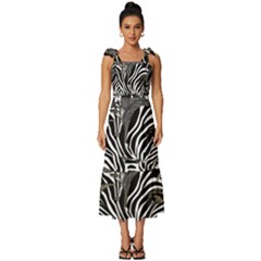 Tie-Strap Tiered Midi Chiffon Dress 