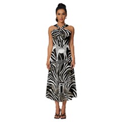 Sleeveless Cross Front Cocktail Midi Chiffon Dress 