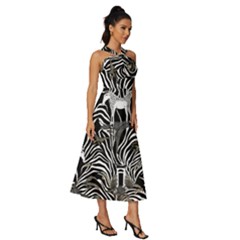 Sleeveless Cross Front Cocktail Midi Chiffon Dress 