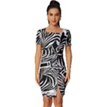 Abstract Zebra Fitted Knot Split End Bodycon Dress