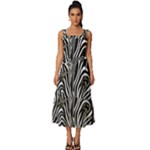 Abstract Zebra Square Neckline Tiered Midi Dress