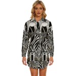 Abstract Zebra Womens Long Sleeve Shirt Dress