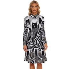 Long Sleeve Shirt Collar A-Line Dress 