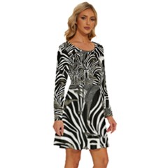 Long Sleeve Wide Neck Velvet Dress 