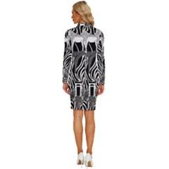 Long Sleeve Shirt Collar Bodycon Dress 
