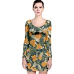Neroli Blossom Long Sleeve Velvet Bodycon Dress