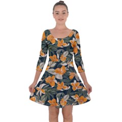 Quarter Sleeve Skater Dress 