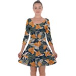 Neroli Blossom Quarter Sleeve Skater Dress