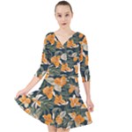 Neroli Blossom Quarter Sleeve Front Wrap Dress