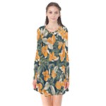 Neroli Blossom Long Sleeve V-neck Flare Dress