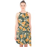 Neroli Blossom Halter Collar Waist Tie Chiffon Dress