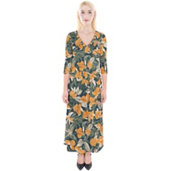 Quarter Sleeve Wrap Maxi Dress 