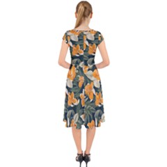 Cap Sleeve Front Wrap Midi Dress 