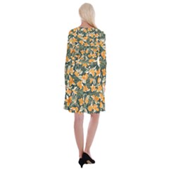 Long Sleeve Velvet Front Wrap Dress 
