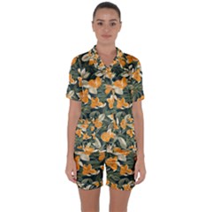 Satin Short Sleeve Pajamas Set 