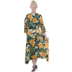 Quarter Sleeve Wrap Front Maxi Dress 
