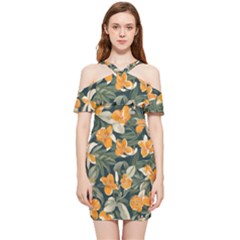 Shoulder Frill Bodycon Summer Dress 
