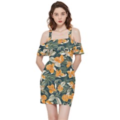 Shoulder Frill Bodycon Summer Dress 