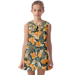 Kids  Pilgrim Collar Ruffle Hem Dress 