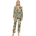 Neroli Blossom Womens  Long Sleeve Velvet Pocket Pajamas Set