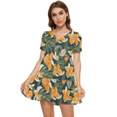 Tiered Short Sleeve Babydoll Dress 