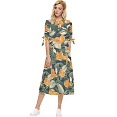 Bow Sleeve Chiffon Midi Dress 