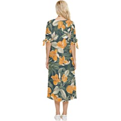 Bow Sleeve Chiffon Midi Dress 